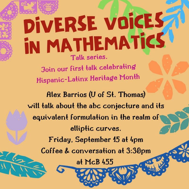 Diverse Voices in Mathematics Talk Series Hispanic Latinx Heritage Month