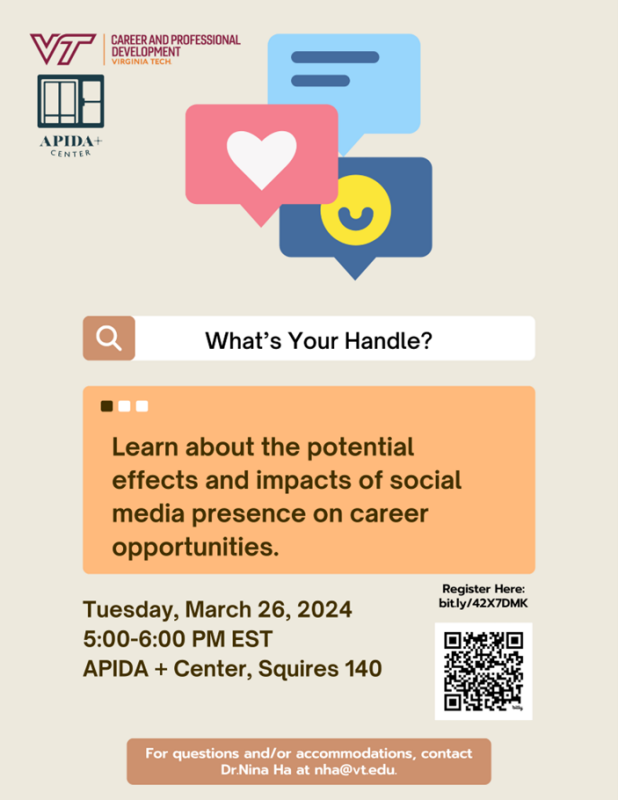 What's Your Handle March 26 5-6pm APIDA + Center Squires 140