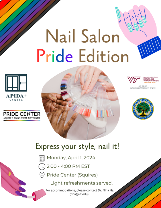 APIDAHM Presents: Nail Salon: Pride Edition in Collaboration with the Pride Center