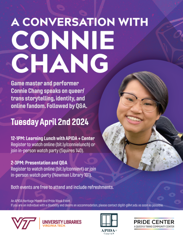APIDA Heritage Month Presents: Learning Lunch featuring Connie Chang (A Collaboration with University Libraries) 