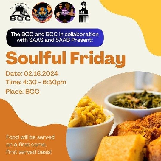 Soulful Friday FEbruary 16, 2024 from 4:30pm through 6:30pm at the BCC