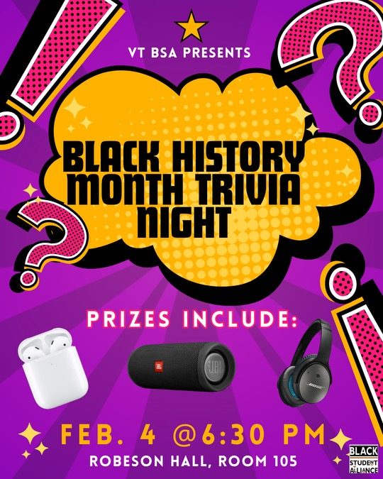 Black History Month Trivia Flyer for Black History Month Trivia - February 4