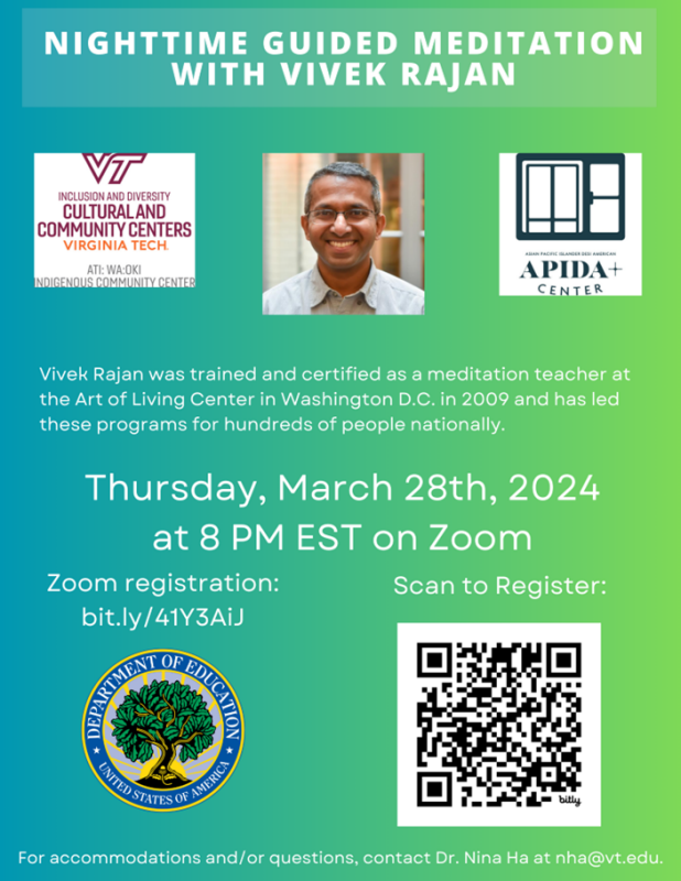 NightTime Guided Meditation With Vivek Rajan March 28, 2024 8pm via Zoom