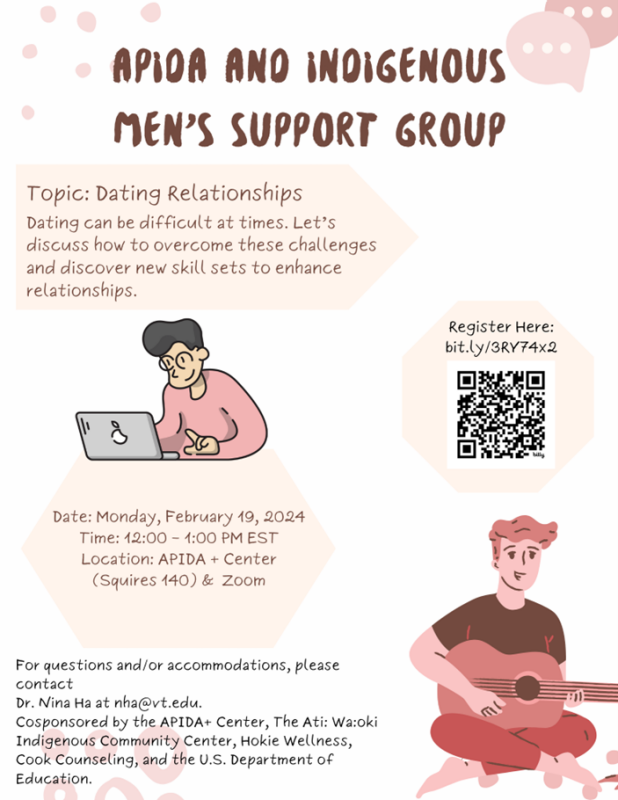 APIDA and Indigenous Mental Health Support Group February 19 from 12 - 1pm