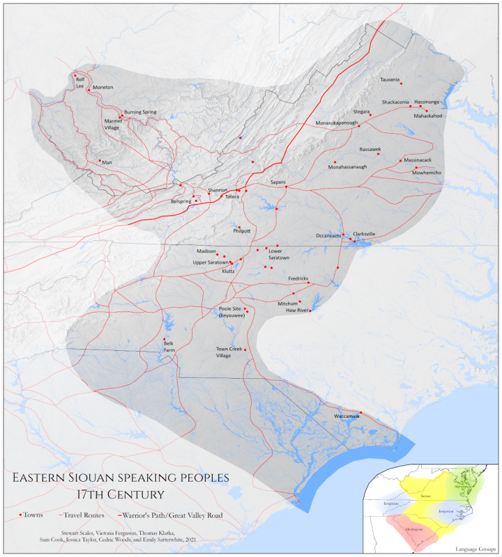 Eastern Siouan Speaking Peoples 17th Century Map