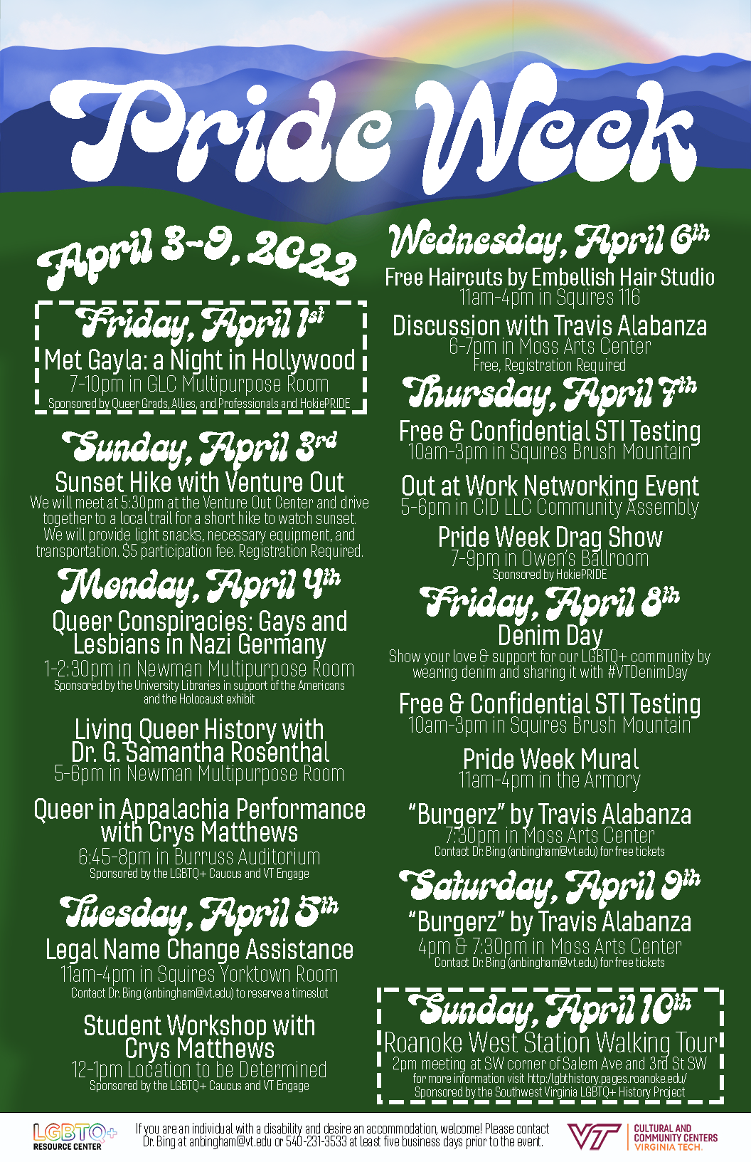 Pride Week 2022 Schedule